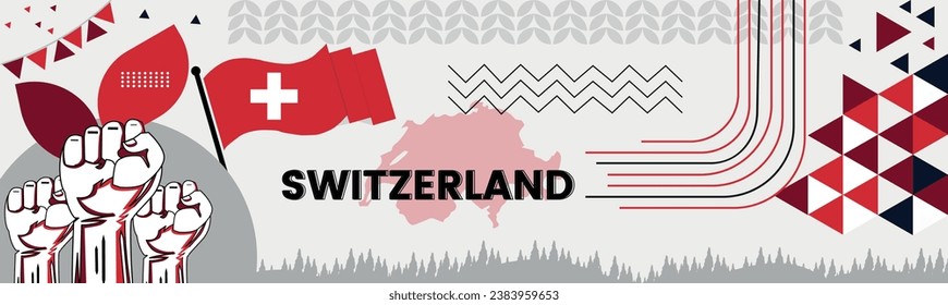 switzerland happy National day celebration banner vector illustration