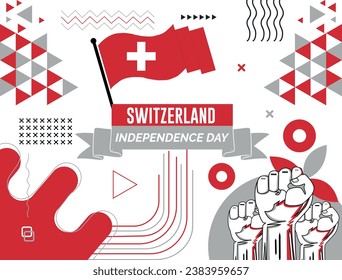switzerland happy National day celebration banner vector illustration