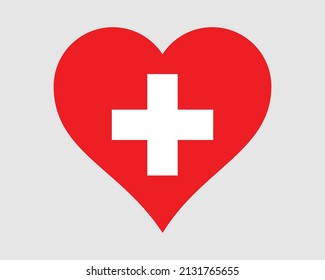Switzerland Heart Flag. Swiss Love Shape Country Nation National Flag. Swiss Confederation Banner Icon Sign Symbol. EPS Vector Illustration. svg