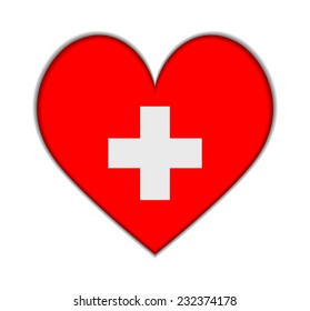 Switzerland heart flag vector illustration