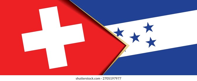 Überlappende Flaggen der Schweiz und Honduras schaffen ein Bild internationaler Verbindungen