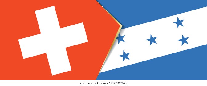Die Fahnen Schweiz und Honduras, zwei Vektorfahnen Symbol für Beziehung oder Konfrontation.