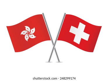 Switzerland and Hong Kong flags. Vector illustration.