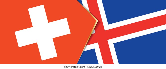 Switzerland and Iceland flags, two vector flags symbol of relationship or confrontation.