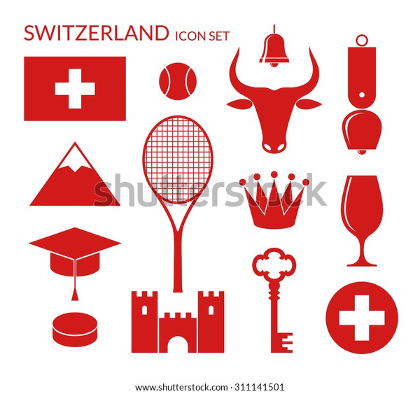 Switzerland. Icon set.\
Vector\
illustration