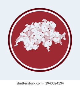 Switzerland icon. Trendy tech logo of the country. Geometric mesh round design. Technology, internet, network, telecommunication concept. Vector illustration.
