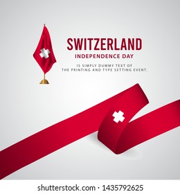 Switzerland Independence Day Celebration, Poster, banner set Design for printing Vector Template Illustration