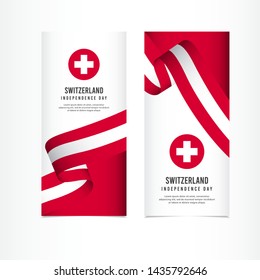Switzerland Independence Day Celebration, Poster, banner set Design for printing Vector Template Illustration