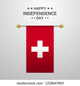 Switzerland Independence day hanging flag background