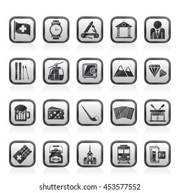 Switzerland industry and culture icons  - vector icon set
