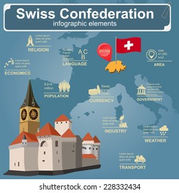 Switzerland infographics, statistical data, sights. Vector illustration