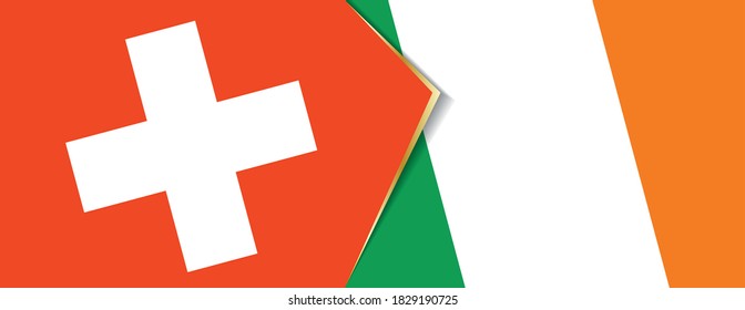 Die Schweizer und die irische Flagge, zwei Vektorflaggen Symbol für Beziehung oder Konfrontation.