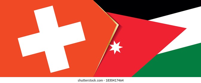 Switzerland and Jordan flags, two vector flags symbol of relationship or confrontation.