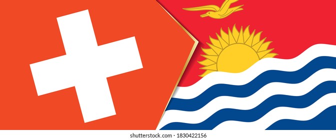 Die Flaggen der Schweiz und Kiribati, zwei Vektorfahnen Symbol für Beziehung oder Konfrontation.