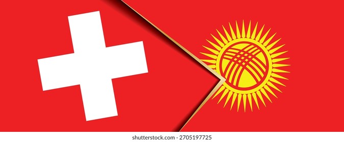Banderas de Suiza y Kirguistán crean una imagen visual de las relaciones y lazos internacionales