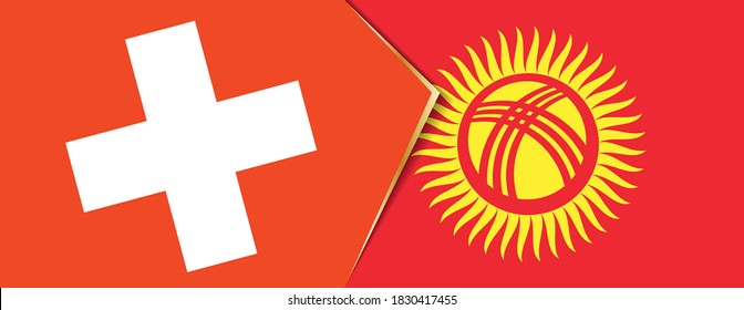 Switzerland and Kyrgyzstan flags, two vector flags symbol of relationship or confrontation.