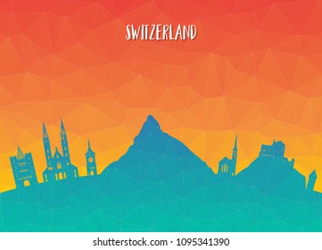 Switzerland Landmark Global Travel And Journey paper background. Vector Design Template.used for your advertisement, book, banner, template, travel business or presentation.