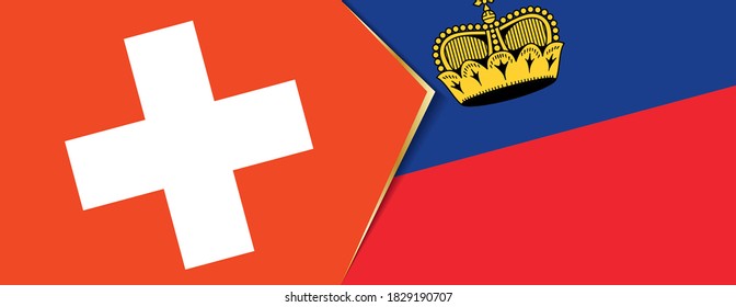 Die Schweiz und Liechtenstein flaggen, zwei Vektorfahnen Symbol für Beziehung oder Konfrontation.