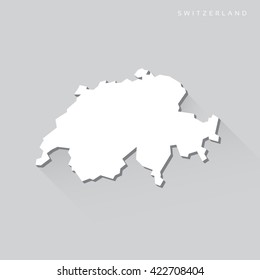 Switzerland Long Shadow Vector Map