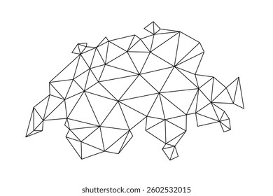 Switzerland low poly origami style map. Geometric map simple abstract tech style.
