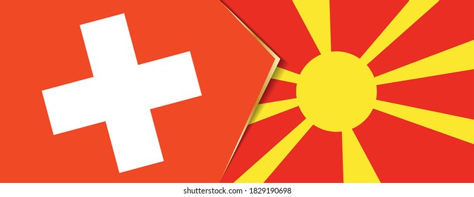 Switzerland and Macedonia flags, two vector flags symbol of relationship or confrontation.