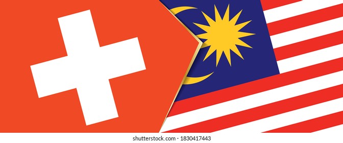 Die Flaggen der Schweiz und Malaysias, zwei Vektorfahnen Symbol für Beziehung oder Konfrontation.