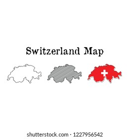 Switzerland Map. 3 map styles.
