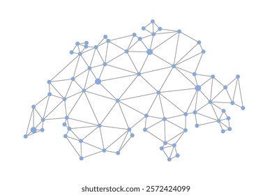 Switzerland map. Abstract geometric map - connection dots mesh lines.