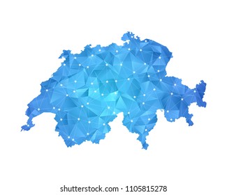 Switzerland Map - Abstract geometric rumpled triangular low poly style gradient graphic on white background , line dots polygonal design for your . Vector illustration eps 10.