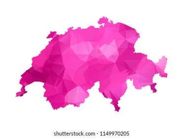 switzerland Map - Abstract geometric rumpled triangular low poly style gradient graphic on white background , line dots polygonal design for your. Vector illustration