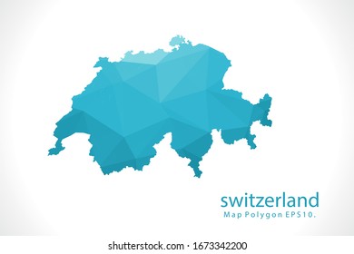Switzerland Map Abstract geometric rumpled triangular low poly style gradient graphic on white background
