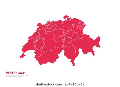 Schweiz Karte - abstraktes Rot einzeln auf weißem Hintergrund für Infografik, Design-Vektorgrafik.