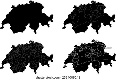 SWITZERLAND MAP with its administrative divisions and regions