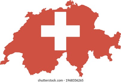 SWITZERLAND MAP ANF FLAG ICON VECTOR