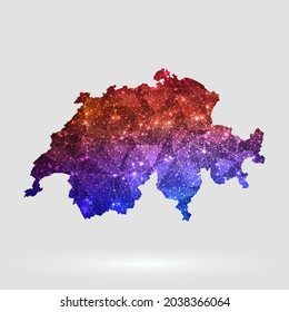 El fondo del mapa de Suiza en estilo poligonal. Ilustración de vectores mapa suizo de baja colorida poly de aislamiento. EPS vectorial 10.