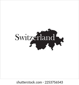 Switzerland map and black lettering design on white background