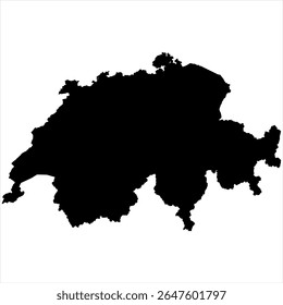 Switzerland Map - black World Map International vector template with High detailed isolated on white background - Vector