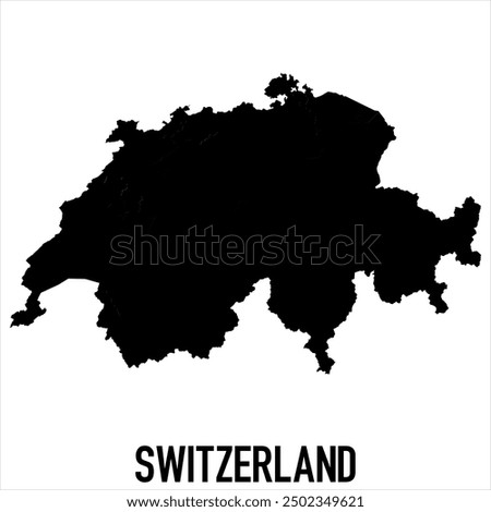 Switzerland Map - black World Map International vector template with High detailed isolated on white background - Vector