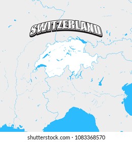 Switzerland map with blue background and headline. High detailed vector map.