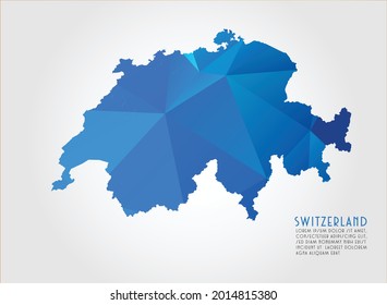 Switzerland map blue Color on white background polygonal