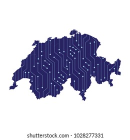 Switzerland map - blue geometric rumpled triangular low poly style gradient graphic background , polygonal design for your . Vector illustration eps 10.