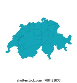 Switzerland map - blue geometric rumpled triangular low poly style gradient graphic background , polygonal design for your . Vector illustration eps 10.