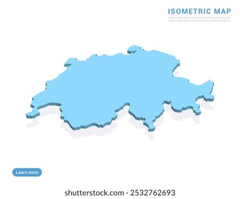 Switzerland map blue on white background with isometric vector.