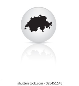 Switzerland map button on white background.