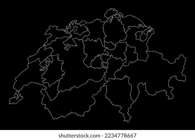 Switzerland map with Cantons. Vector illustration.