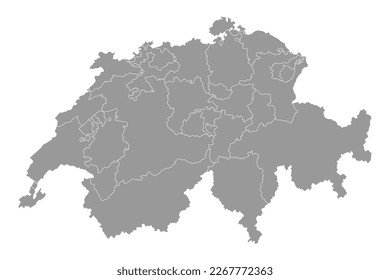 Switzerland map with Cantons. Vector illustration.