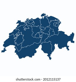 Switzerland map color vector modern. Silhouette map. on white background. 