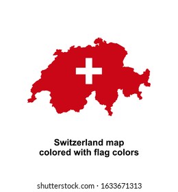 Switzerland map colored with flag colors isolated vector illustration