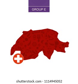 Switzerland map contour with abstract pattern.