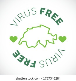 Switzerland map cornavirus free zone. Virus clear area.